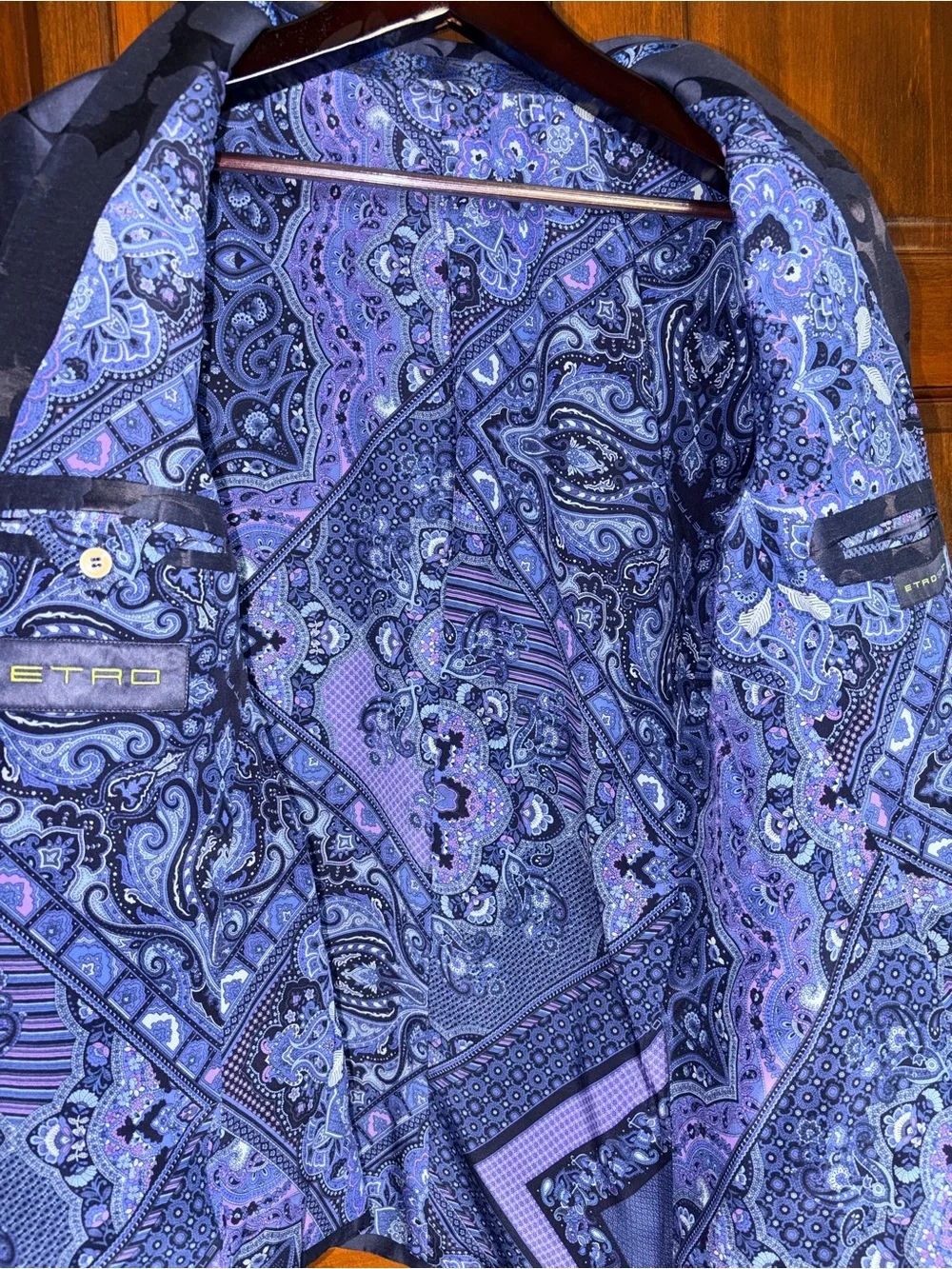 Etro Milano Linen Silk Jacquard Blazer Size 58 IT / 48 US Blue Grey